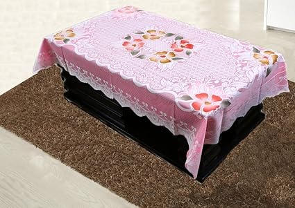 Kuber Industries Cotton 4 Seater Centre Table Cover - Pink