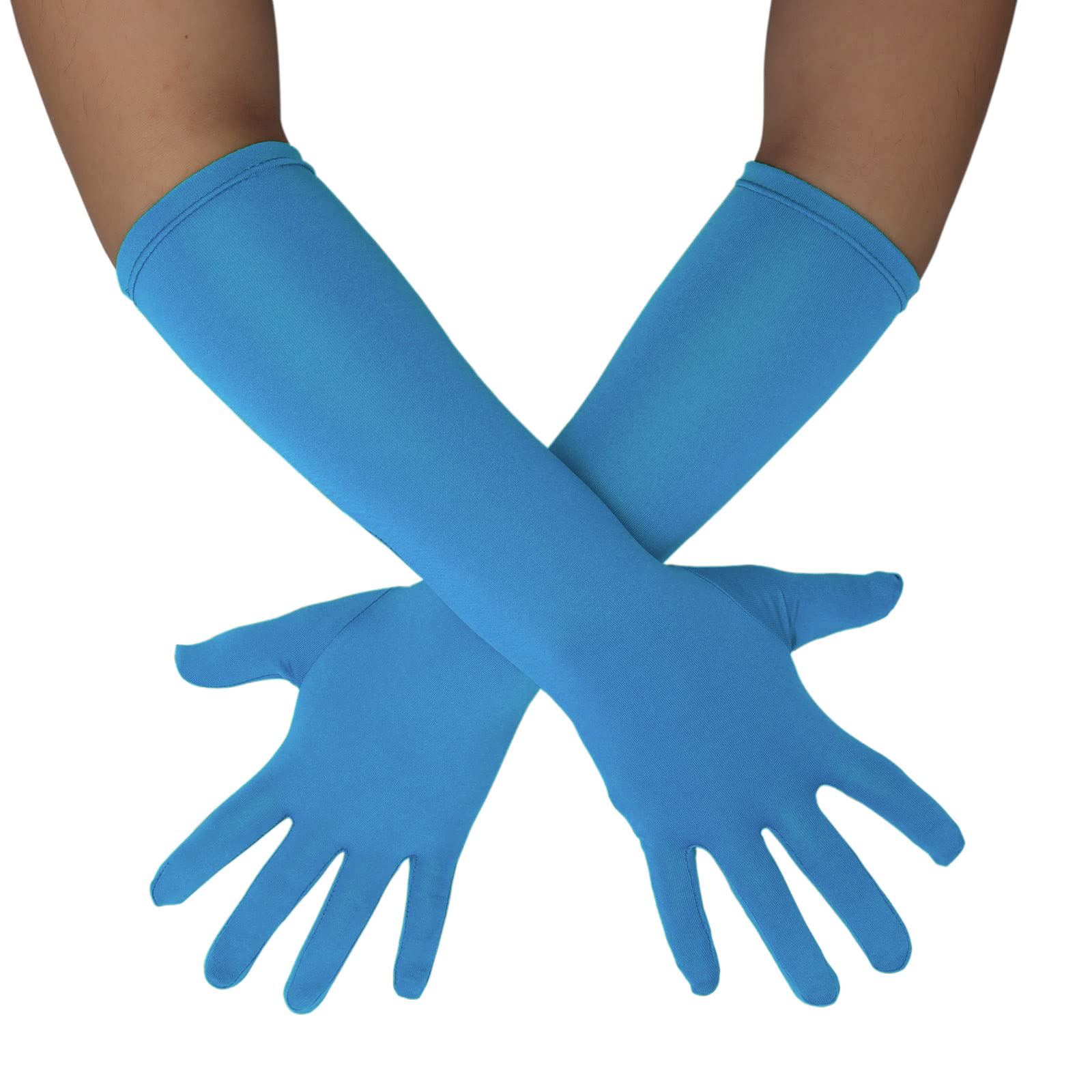 Photo 1 of Sheface Stretchy Spandex Gloves - Men's & Women's 15" Banquet Party Wedding Gloves (Sky Blue)