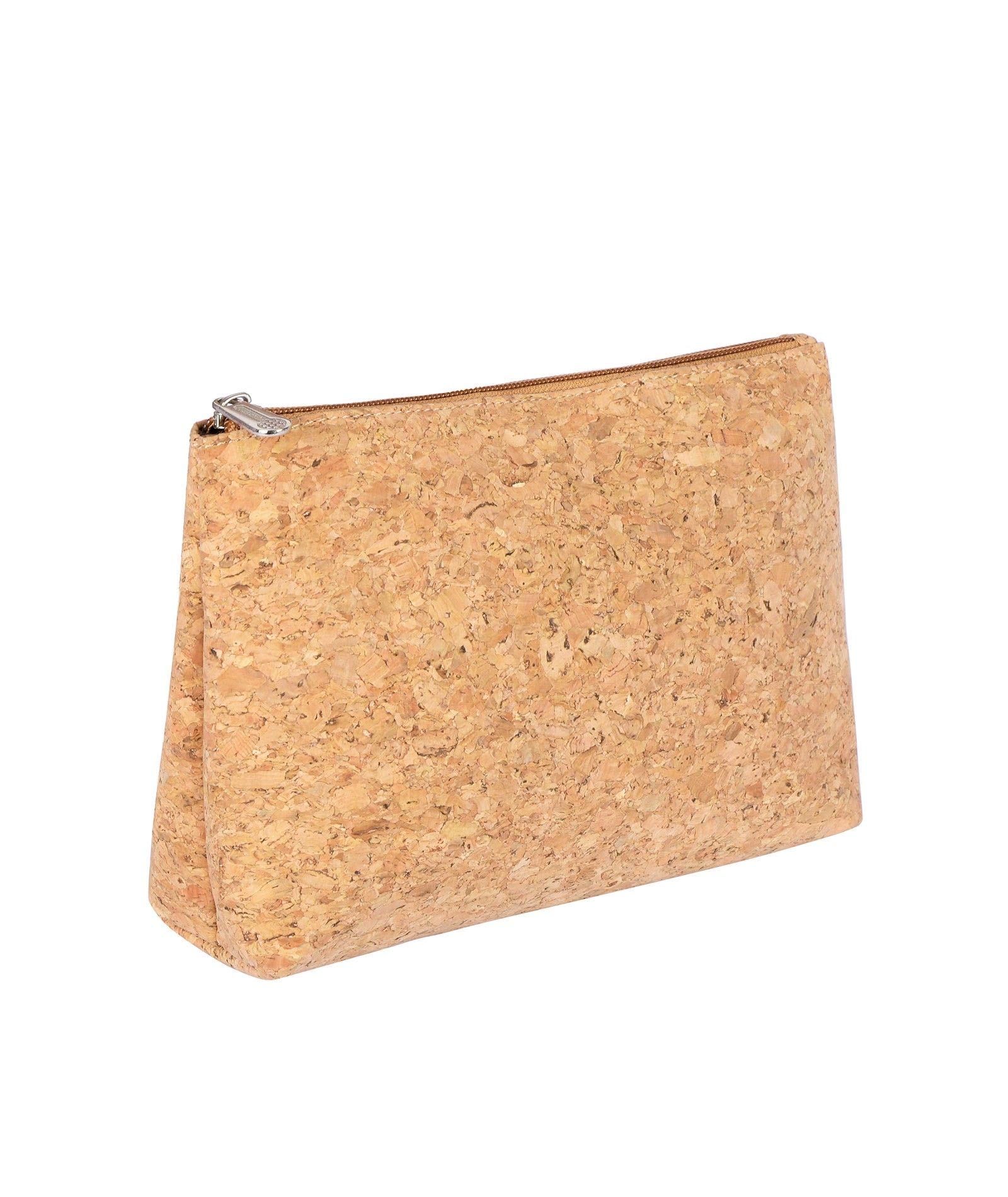 Designer Hudson & James Cork Vegan Made of Eco Friendly Cork Make up Bag Portable Large Travel Cosmetic Bag Pouch Travel Makeup Pouch Storage Organiser for Women Girl (Natural Cork)