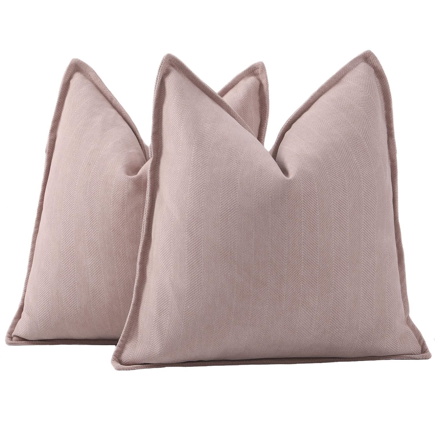 Photo 1 of MADIZZ Textured Chenille Throw Pillow Covers Set of 2 Super Soft Decorative Pillow Covers Boho Cushion Covers Modern Pillowcases Farmhouse Home Decor for Sofa Bedroom 20x20 inch Pink