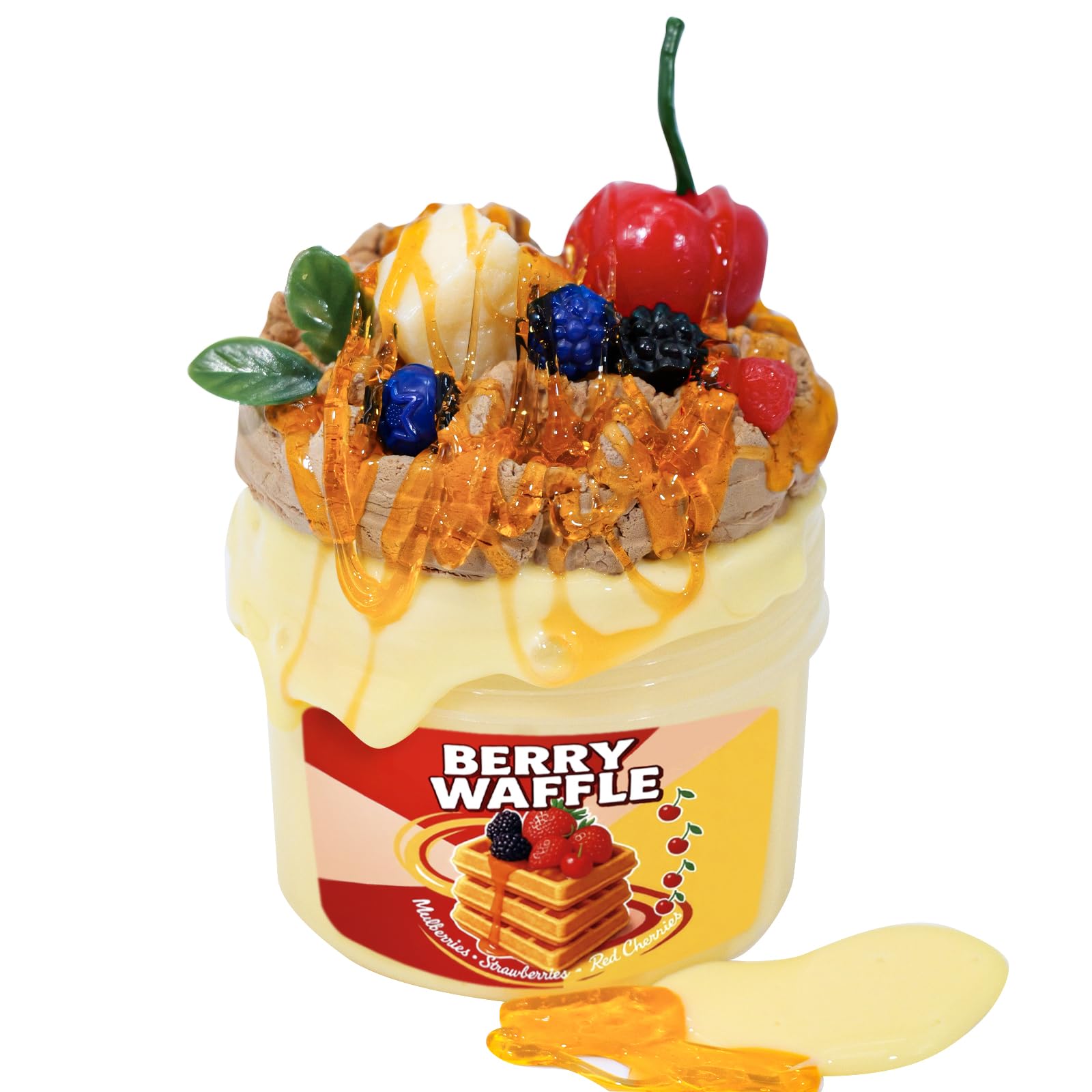 Tototang Handmade Slime Toy, Clay Waffle Themed Slime Mixed with Berries, activator, Stretchy Toy for Ages 8+, Party and Birthday Gifts