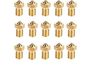 LANKEGU 15PCS Brass Nozzles Kit for Anycubic Kobra, 3D Printer 7PCS 0.4mm Nozzles and 2PCS 0.2mm, 0.6mm, 0.8mm, 1.0mm Brass Nozzles Kit for Anycubic Mega, Mega X, Chrion, Kobra, Kobra Neo