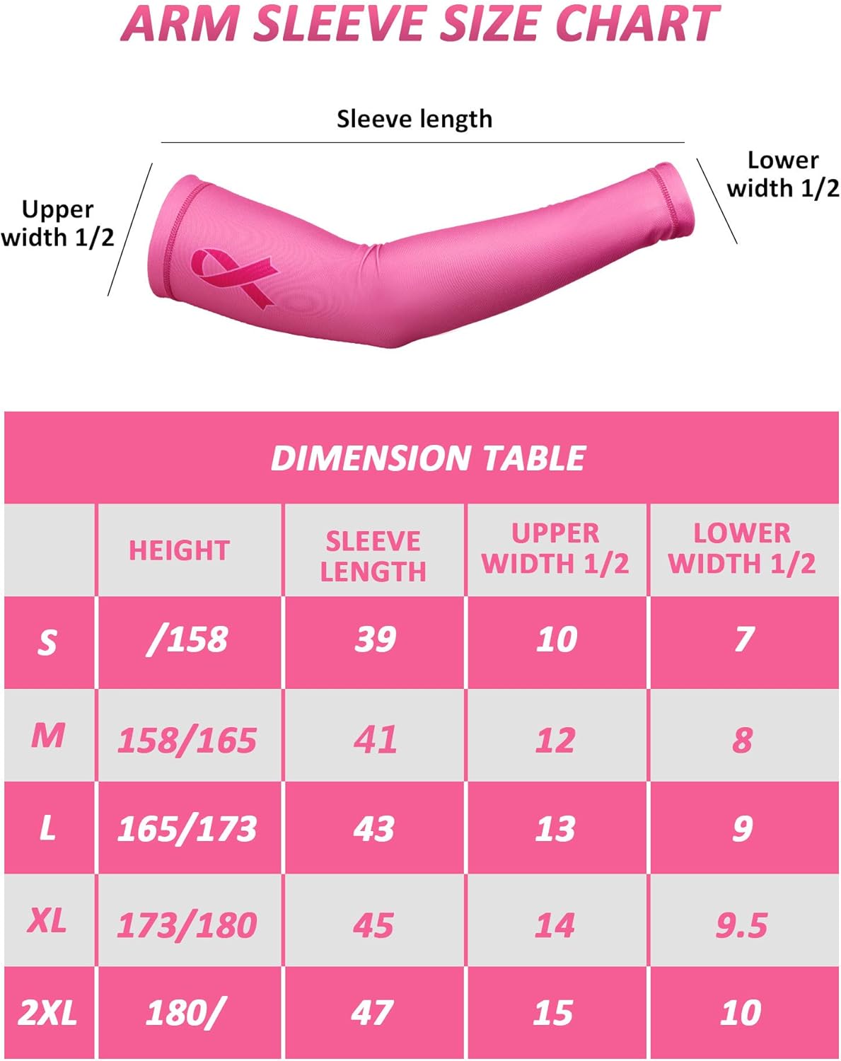 Gejoy 4 Pieces Breast Cancer Awareness Accessories Includes Pink Ribbon Arm Sleeves Headband Wristband for Running Yoga Gym Tennis : Clothing