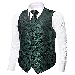 Dubulle Black Green Suit Vest Tie Set Mens Paisley
