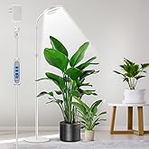 Aumtrly Floor Grow Lights for Indoor Plants, Full Spectrum Plant Light with 68" Stand for Growing Large Tall Plants, White Halo Grow Lamp with 6/12/16H Timer, 3 Light Modes, 5 Dimming
