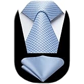 HISDERN Ties for Men Solid Houndstooth Neckties Handkerchief Formal Business Tie &amp; Pocket Square Set Wedding Party