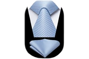 HISDERN Ties for Men Solid Houndstooth Neckties Handkerchief Formal Business Tie & Pocket Square Set Wedding Party