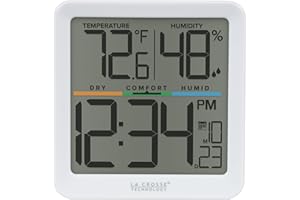 La Crosse Technology 302-1408-TBP Indoor Comfort Meter with Time & Date