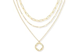 Poxtex Layered Gold Necklaces for Women, Christmas Gifts Stackable Dainty 14K Gold Silver Plated Trendy Circle Paperclip Chain Pendant Choker Necklace,Simpl Diamond Cross Bow Jewelry Set Gifts for Women