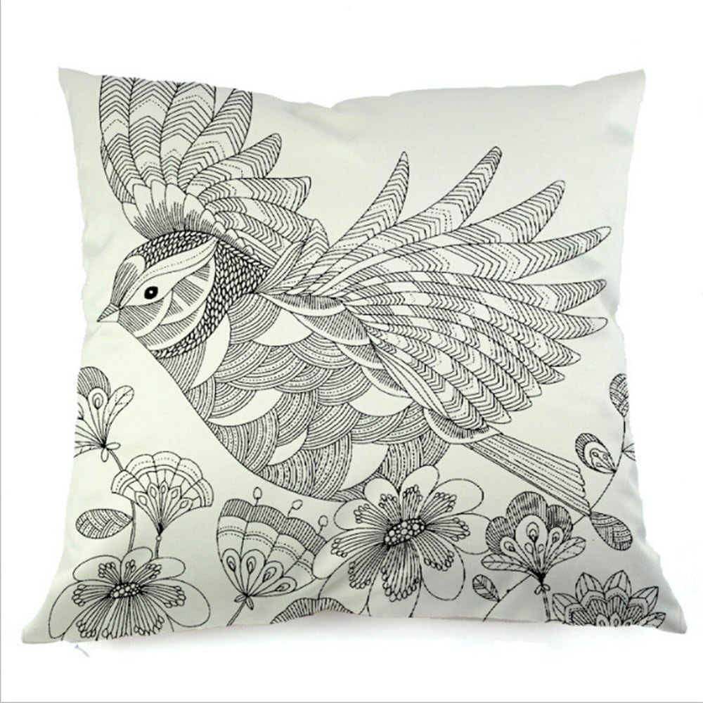 Nunubee DIY Graffiti Painting 16 Silk Like Throw Pillow Covers Comfortable Cushion Covers Super Soft Pillowcase Decorative For Sofa Bed Square 45X45CM