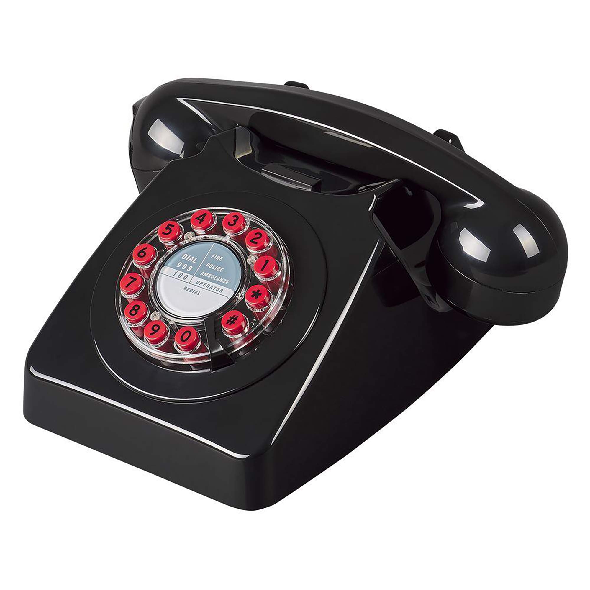Wild and Wolf Classic 746 Black Telephone, Retro Style with Push Buttons, Connects to Landline