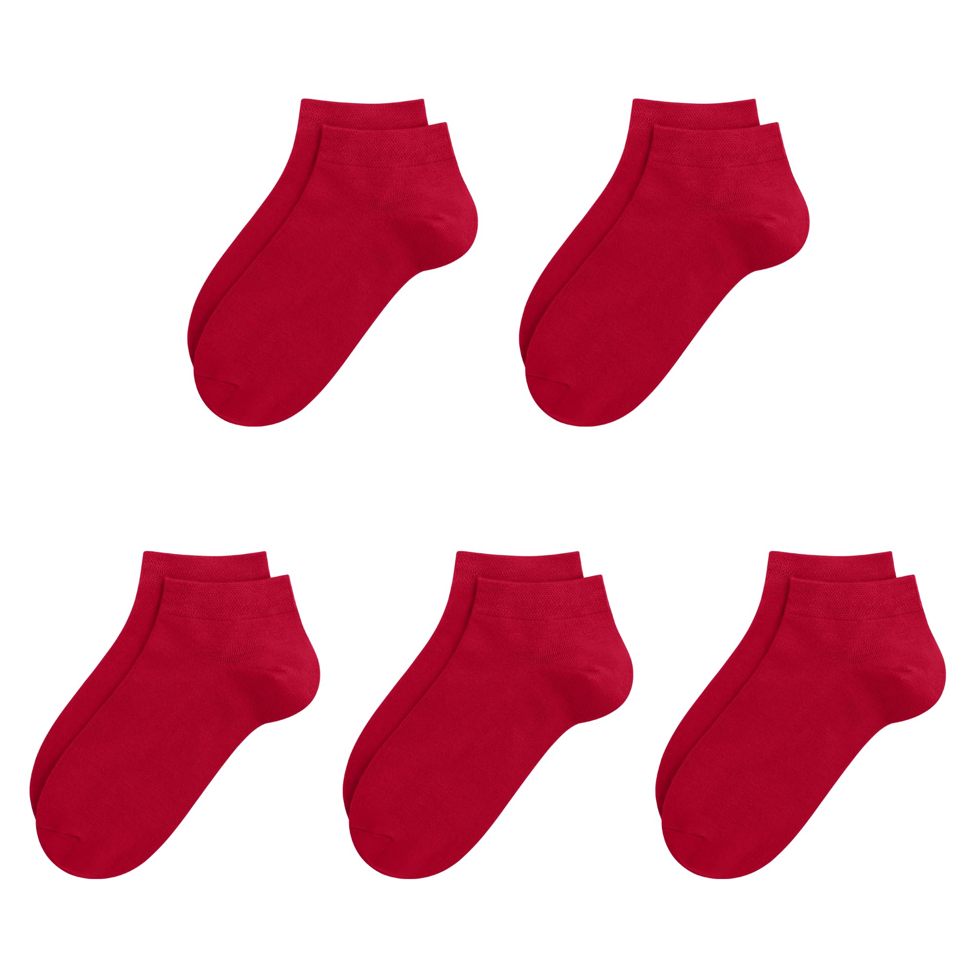 Photo 1 of SERISIMPLE Viscose Bamboo School Socks Ankle Super Soft Kids Socks Stretch Cuffs Athletic Socks Odor Resistant Anti-odor 5 Pairs (Medium, Red)