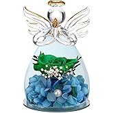 ANLUNOB Preserved Rose Birthday Gifts for Women Mom Grandma Wife, Glass Angel Figurines Gifts with Pretty Green Flowers for Anniversary Wedding
