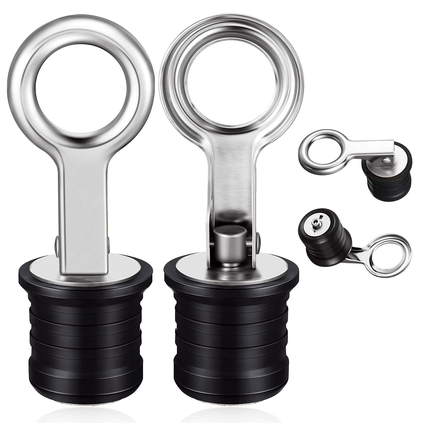 Photo 1 of 2 Pieces Stainless Steel Drain Snap Plug Boat Drain Plug for Drains (1 Inch)