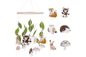 TEGEME Woodland Ocean Mobile for Crib Jungle Baby Nursery Mobiles Forest Safari Toys for Crib Animals Woodland Nursery Decor for Baby Boys Girls Toys Room Decor (Land Animal)