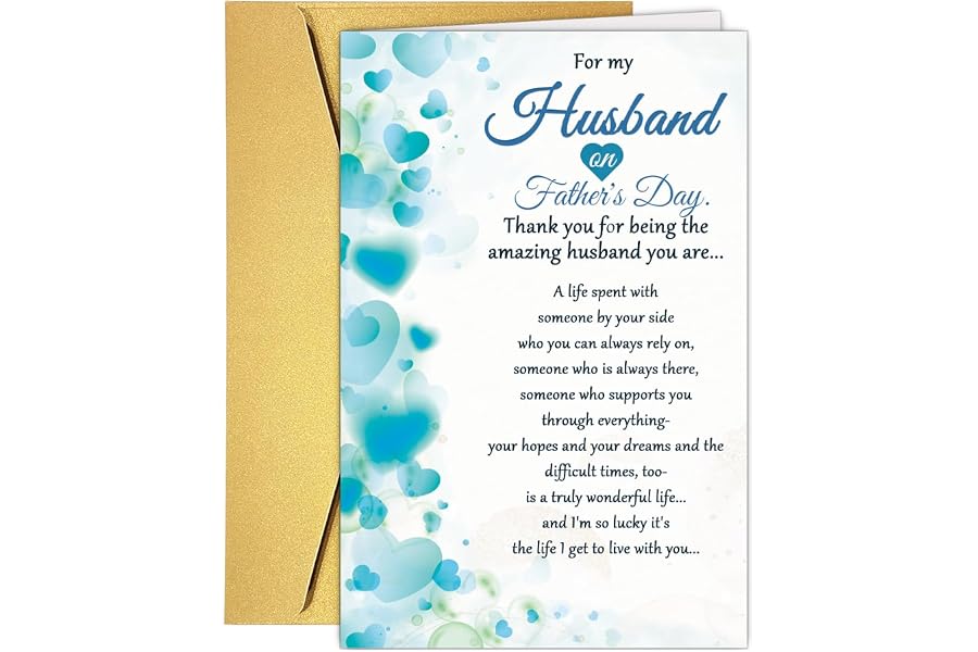 RPJIEKINXU Happy Fathers Day To My Husband, Romantic Fathers Day Card for Husband Hubby, Heartfelt Father's Day Card from Wife, Sentimental Love Message Card on Father’s Day