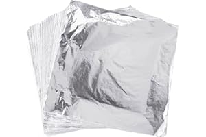 YONGBO Silver Leaf Sheets,14cm 100pc Gold Leaf Foil, Gilding Silver Foil for Nail, Art Crafts, Home Decoration, Furniture,Painting