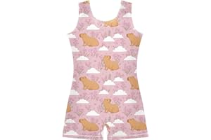 ALAZA Capybara Flower Cloud Girls Gymnastics Leotards with Shorts One Piece for Tumbling Dance Biketards 9-10 Years