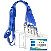 Beebel ID Badge Holder Lanyards with Waterproof Badge Card Bulk Lanyard for Name Tags Holders(Blue)