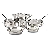 All-Clad D3 Stainless Cookware Set, Pots and Pans, Tri-Ply Stainless Steel, Professional Grade, 10-Piece