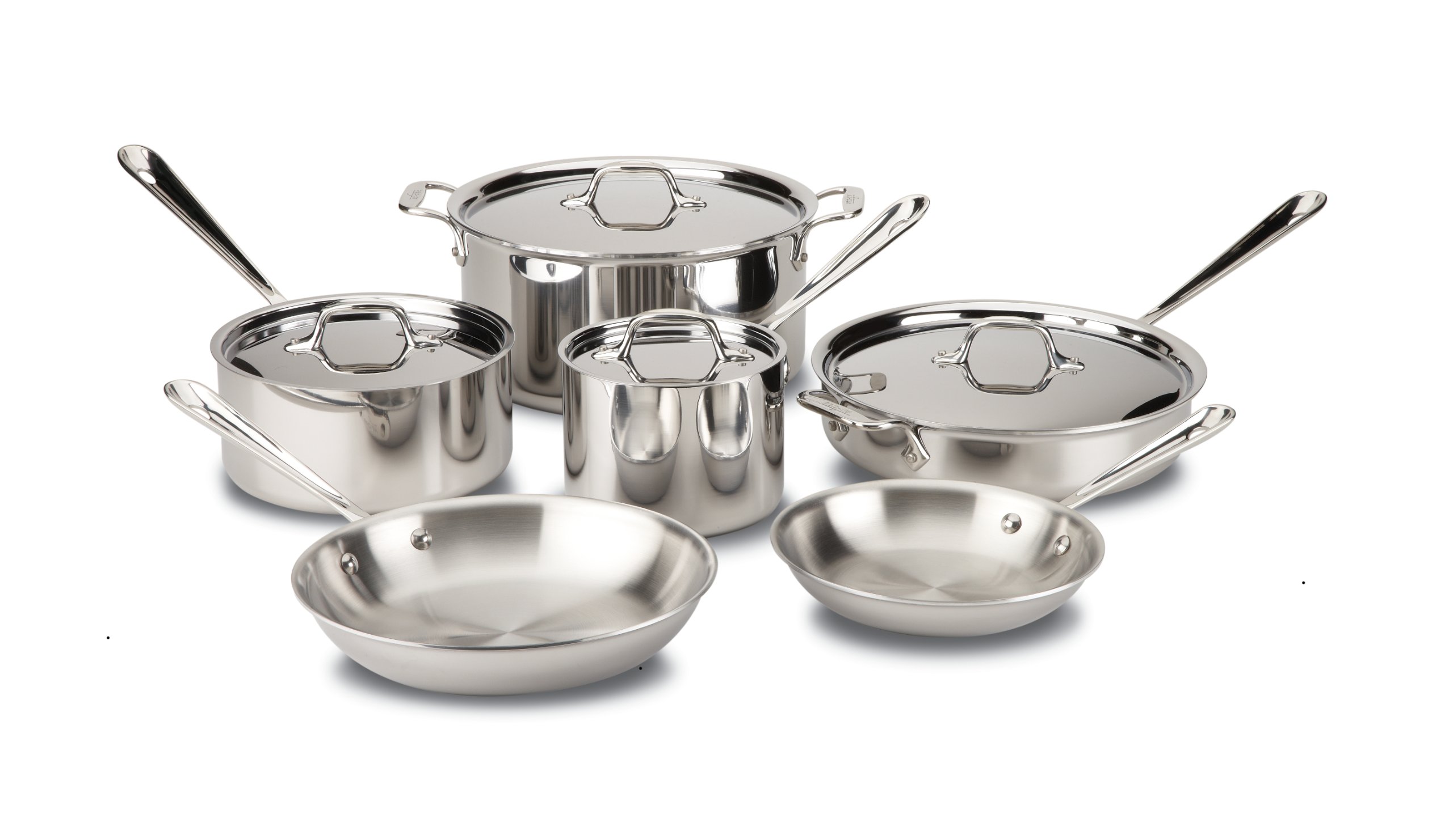 AllClad Cookware Set, Pots and Pans Set, 10 Piece, Stainless Steel