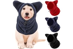 Sunnymove 3 Pcs Winter Dog Hats Beanie Ear Warmer Covers Quiet Ears for Dogs Adjustable Ear Muffs Covers Neck Warmer Scarf Hoodie for Small Medium Large Pet(S)