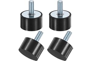 M METERXITY 4-Pack Rubber Mounts D40mmxH25mm Male Vibration Isolators Cylindrical Shock Absorber W M10 x 25mm Studs for Air Compressor/Car/Pump/Boat/Garage Motor/Bobbins Rubber Isolators