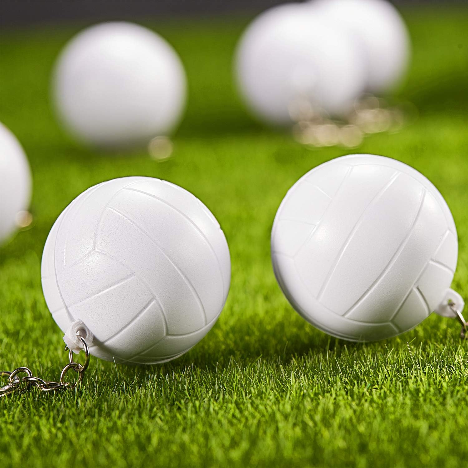 Blulu 20 Pack White Volleyball Keychains for Party Favors, School Carnival Reward, Party Bag Gift Fillers (Volleyball Keychains, 20 Pack): Home & Kitchen