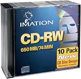 Imation CD-RW 650MB 74 Min 1x-4x 10 Pack Slim Jewel Case Rewritable Discs view 1