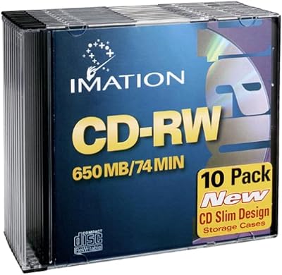 Imation CD-RW 650MB 74 Min 1x-4x 10 Pack Slim Jewel Case Rewritable Discs