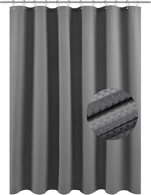 Amazon Com Waffle Weave Fabric Shower Curtain Spa Hotel Luxury
