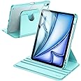 JETech Rotating Case for iPad Air 11-Inch M3/M2 (2025/2024), iPad Air 5/4 (2022/2020 5th/4th Generation), 360 Degree Rotation Protective Stand Cover Clear Back, Auto Wake/Sleep (Mint Blue)