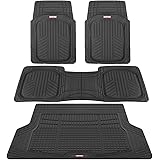 Motor Trend Premium FlexTough All-Protection Cargo Liner - DeepDish Front & Rear Mats Combo Set – w/ Traction Grips, Black