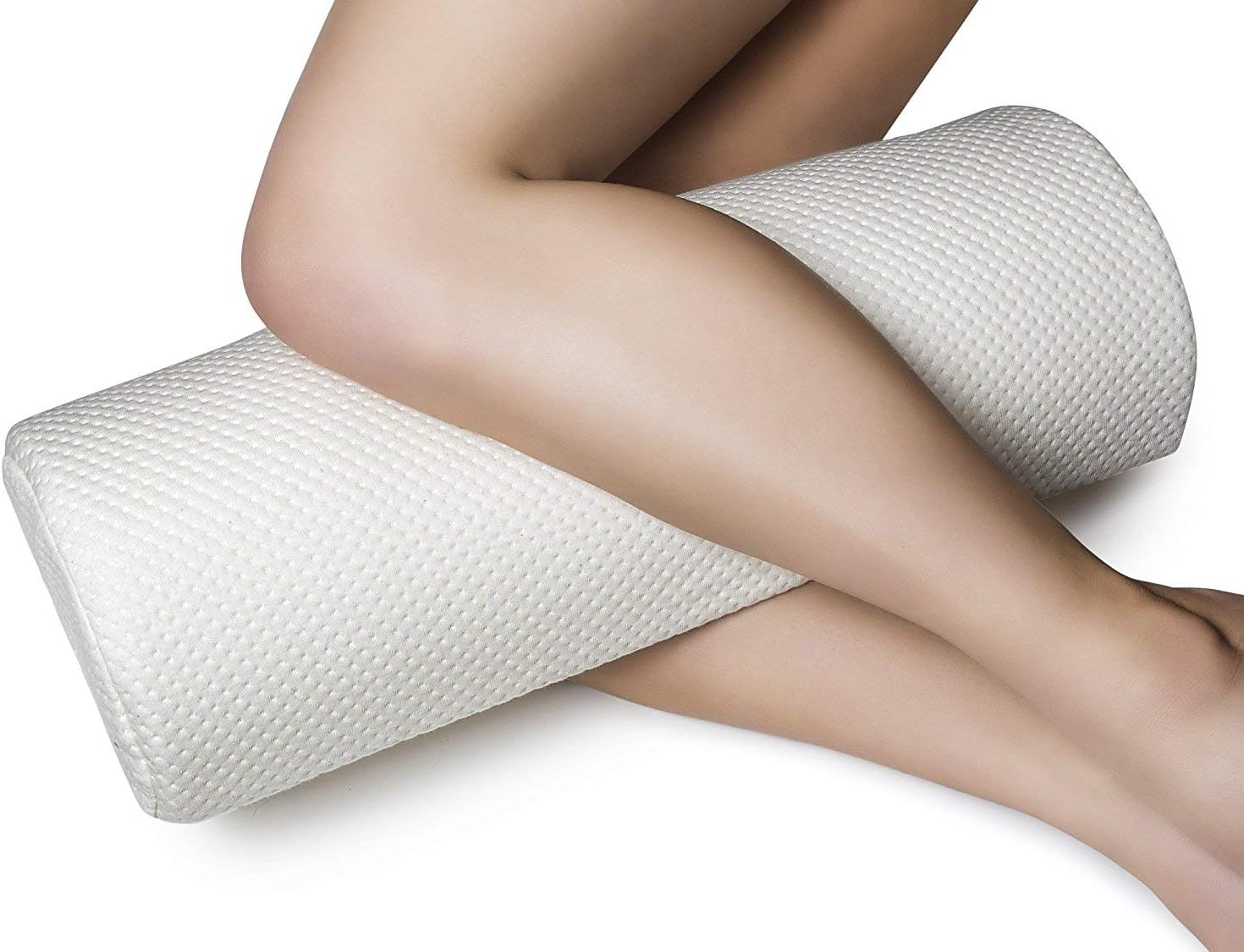 Back Pain Relief Memory Foam Pillow - Half Moon Bolster Knee Pillow for Side, Back, Stomach Sleepers - Semi Roll Round Lumbar Leg Wedge - Reduce Neck Spine Back Hip Ankle Stress - Organic Cotton Cover: Kitchen & Dining