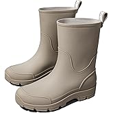 XUNRUO Mid Calf Garden Rain Boots for men and women,Waterproof Outdoor shoes Slip Resistant Fashion Boots