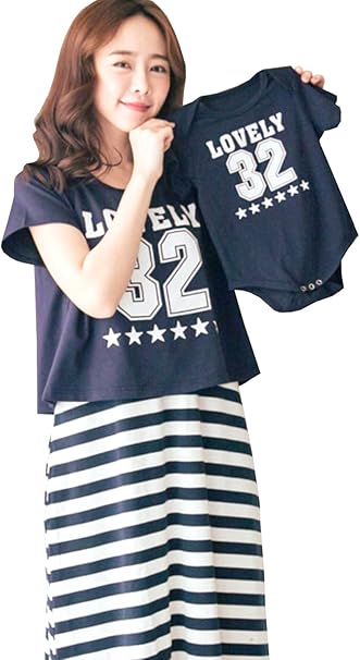 Amazon Co Jp My Spica 授乳服 マタニティ ワンピース 赤ちゃん ロンパース 70サイズ ペア ルック リンク コーデ セット 産前 産後 授乳 口 付き 妊婦 妊娠 出産 祝い 春 夏 Lovery 服 ファッション小物