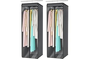Univivi 54" Garment Bags for Hanging Clothes,2 Pack Breathable Non-Woven Clothes Cover for Closet Organizer,Hanging Garment S