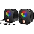 MELOGAGA Computer Speakers for Desktop, USB Powered PC Speaker with Loud Stereo Sound, Volume Control, RGB LED Lights, Plug-n-Play for iMac, MacBook, Laptop, Monitor (USB-C to USB Adapter Included)