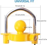 Tevlaphee Trailer Lock Hitch Coupler with 2 Keys Yellow Aluminum Alloy Heavy view 3