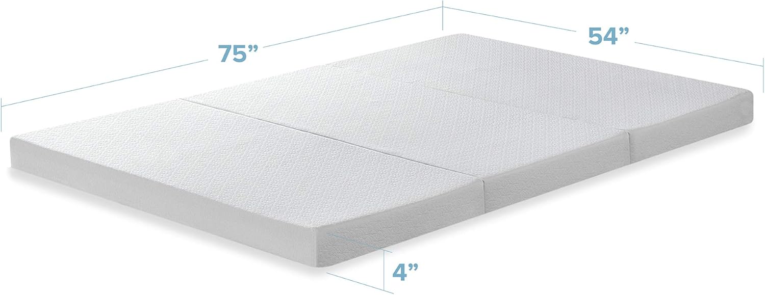 Best Price Mattress 4 Inch Trifold Memory Foam Topper, Mattress Pad with Cover, CertiPUR-US Certified, Full: Furniture & Decor