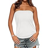 ZNVGIRL Tube Tops for Women Strapless Bandeau Tanks Casual Backless Shirts Sleeveless Blouse