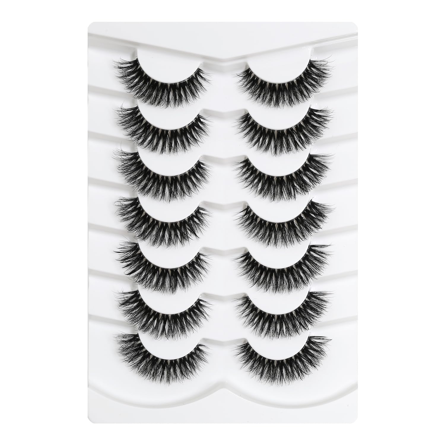3D Clear Band False EyeLashes Soft Faux Mink Lashes Wispy Fluffy Eyelashes Natural Cat Eye Short Reusable 7 Pairs Happy Heartbeat (No.197) — image 1