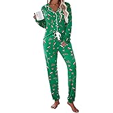 Ekouaer Pajamas Set Long Sleeve Sleepwear Womens Button Down Nightwear Soft Pj Loungewear with Pockets