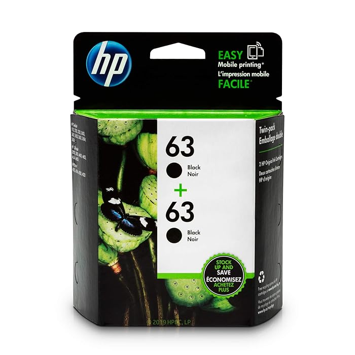 HP 63 Black & Tri-Color Ink Cartridge Combo (2 Pack) - Genuine OEM For Envy Officejet