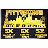 Aihccy Pittsburgh City of Champions Flag Banner 3X5 Feet Man Cave