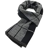 American Trends Mens Winter Warm Long Soft Scarf Plaid Tassel Scarf for Men Soft Classic Scarves