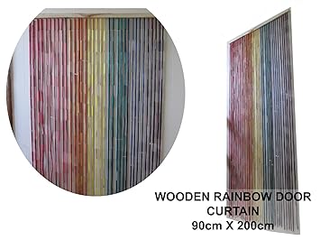 Bamboo Beaded Wooden Door Curtain Glamorous Rainbow Blind Fly