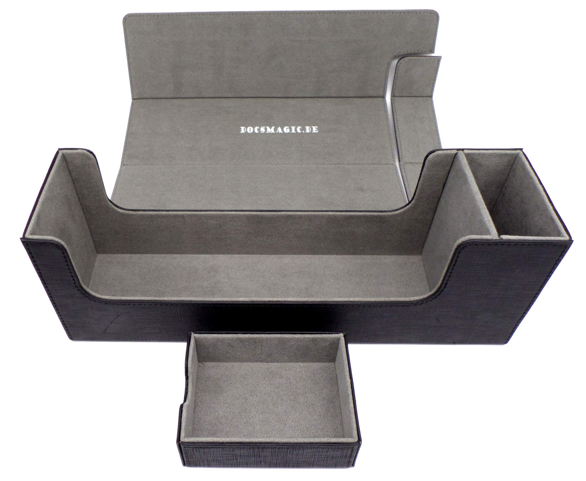 docsmagic.de Premium Magnetic Tray Long Box Black Medium - Card Deck Storage