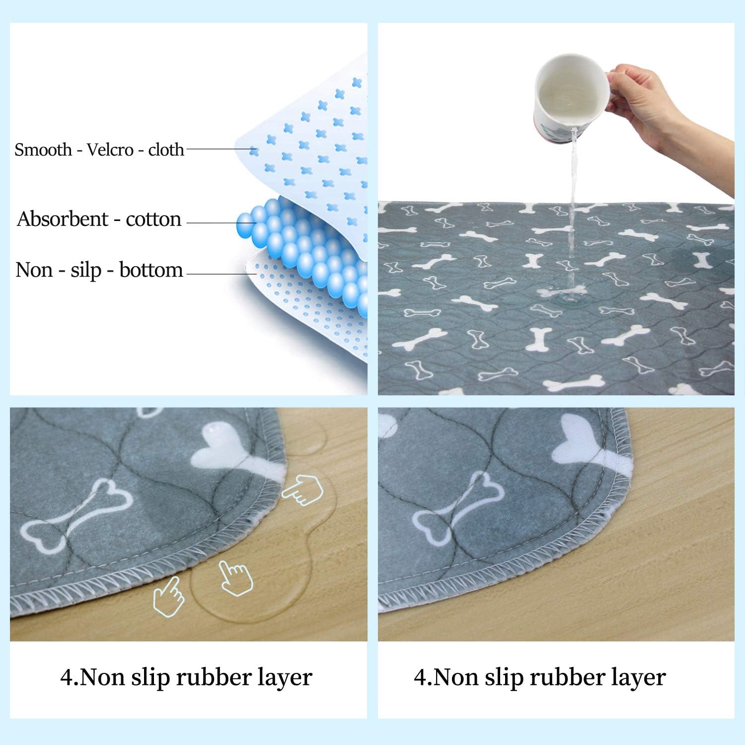 AK KYC 2 Pack Washable Pee Pads for Dogs Puppy Pads Dog Training Pad Waterproof Reusable Fast Absorbent Travel for Dog(35‘’x 31‘’) : Pet Supplies