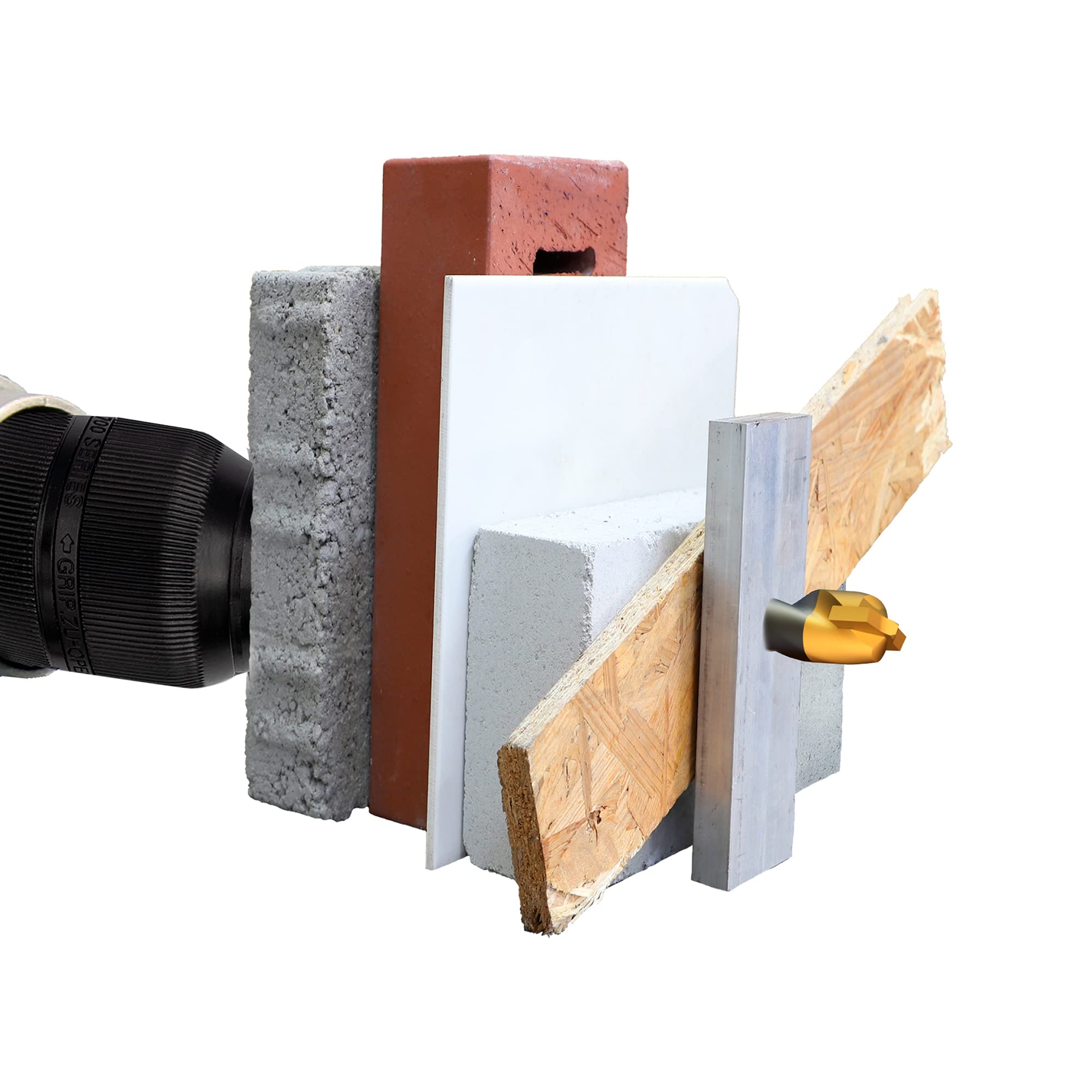 Multi-Material-Bohrer Ø 5,6,6,8,10 mm - Professionelles Bohrerset mit Hex-9 Bitaufnahme, ideales Zubehör für Akku-/Schlagschrauber, Bohrer für Stein, Ziegel, Fliesen, Holz, Kunststoff, Metall 4
